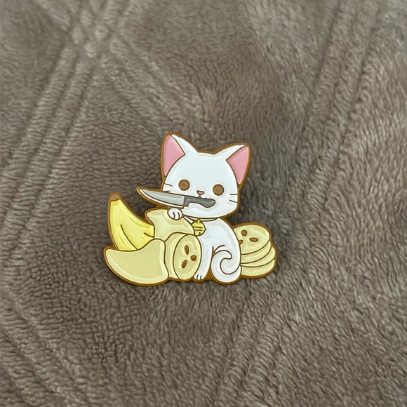 Fruit Cat with Knife Enamel Pin - Banana 🍌 - Picture 1 of 1